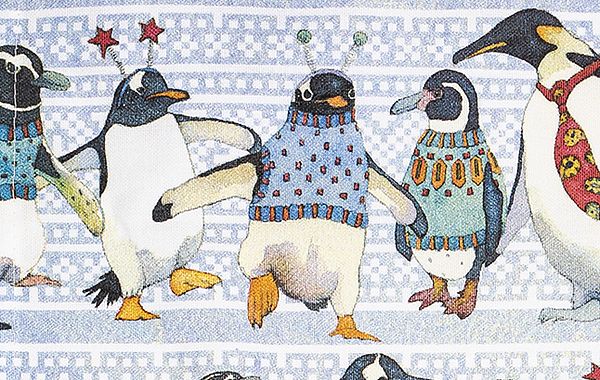 Textildesign Pinguine tragen Pullover & Krawatte