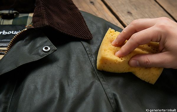 Wachsjacke wird mit Schwamm nachgewachst