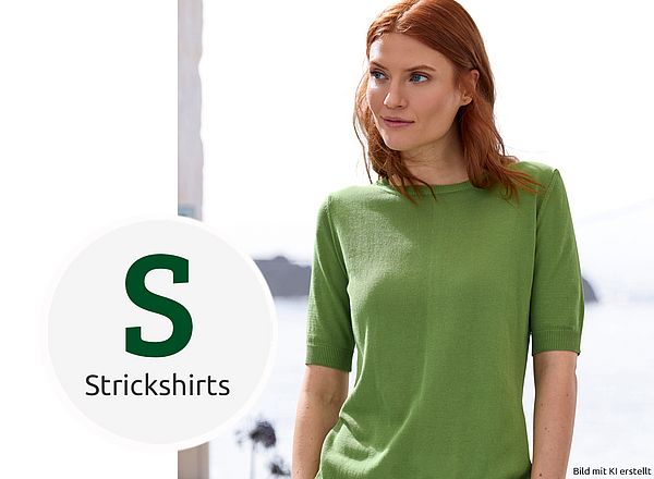 Strickshirts Grünes Shirt im Feinstrick