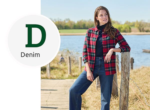 Klassischer Country Look: Denimjeans mit Karohemd