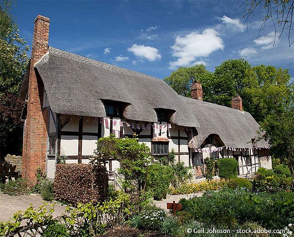 Anne Hathaway's Cottage im Dorf Shottery, Warwickshire, nahe Stratford-upon-Avon
