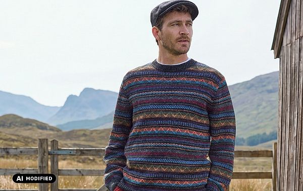 Herr trägt Kero Fair-Isle-Pulli
