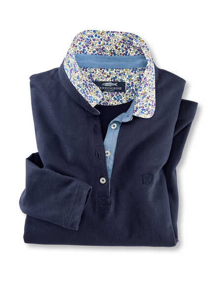 Damenpoloshirt mit Libertykragen