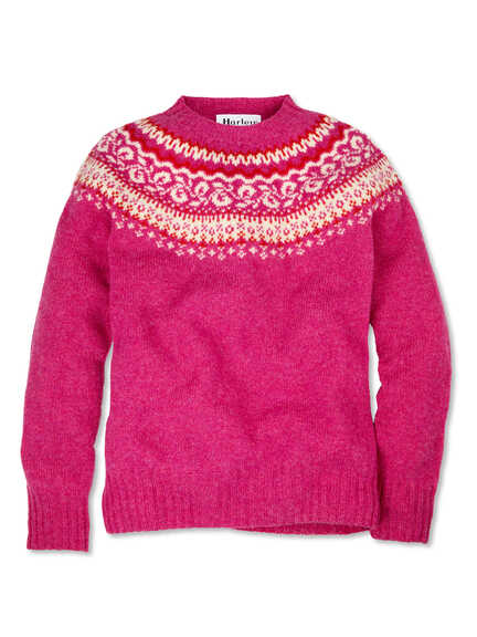 Fair-Isle-Pullover in leuchtendem Rosa