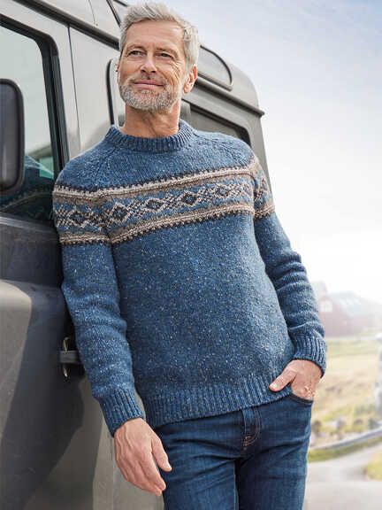 Schurwoll-Pullover mit Fair-Isle-Muster