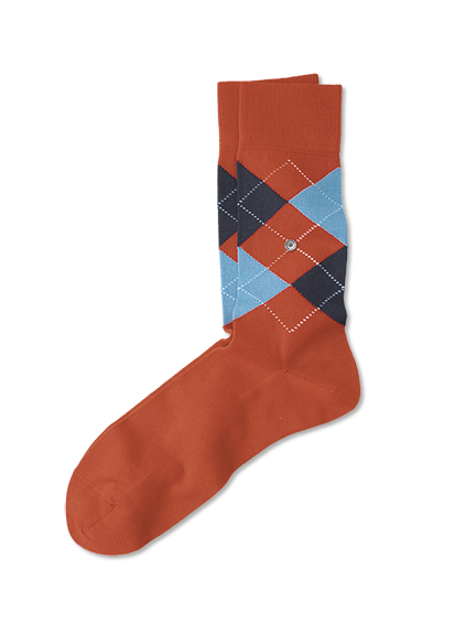 Argyle-Socken in Orange-Blau