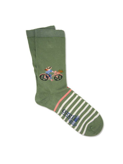 Corgi-Socken mit Bicycle-Dessin