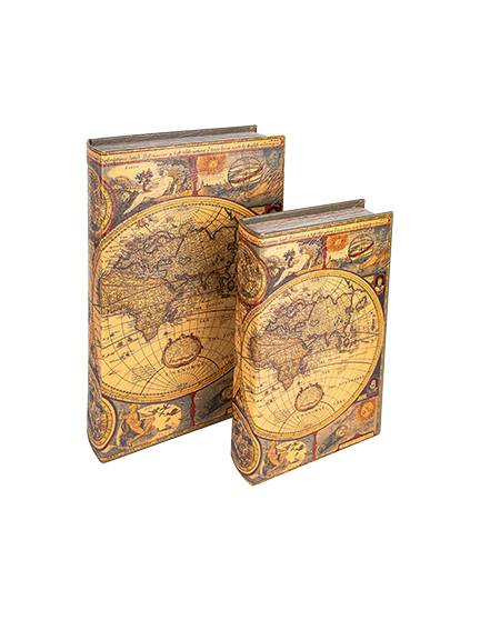 Buch-Schatullen mit historischer Weltkarte