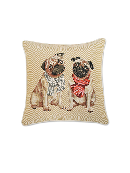 Kissen 'Pugs with Scarves'