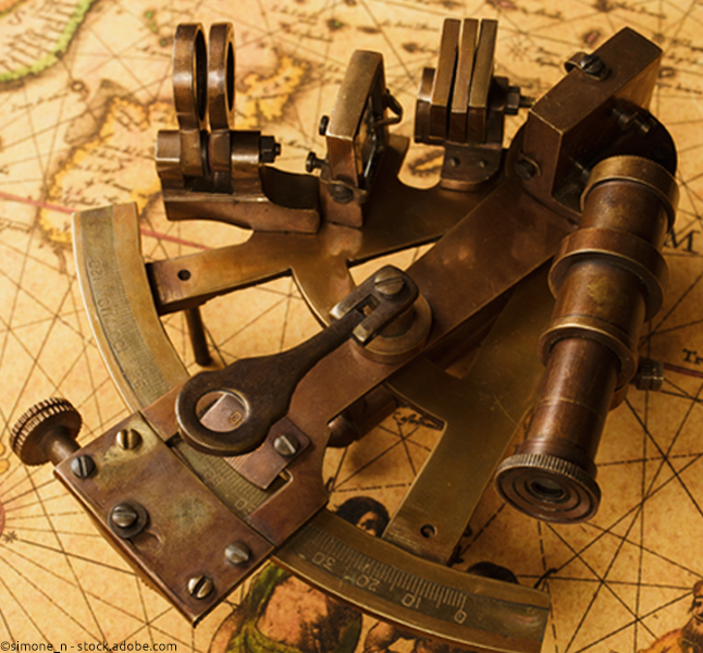 Sextant mit historischer Karte