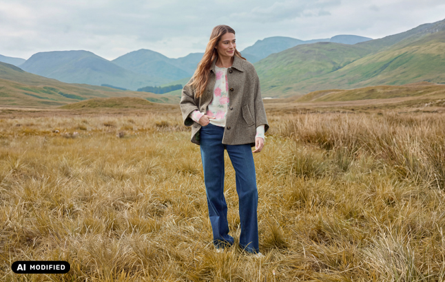 Frau in Highlands