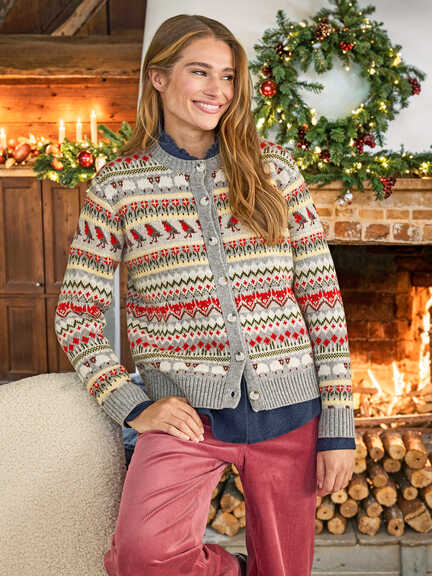 Damencardigan mit Fair-Isle-Muster