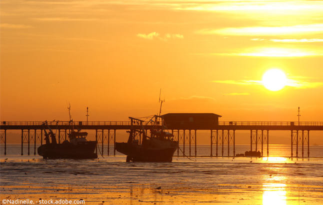 Sonnenuntergang am Southend Pier, Southend-on-Sea
