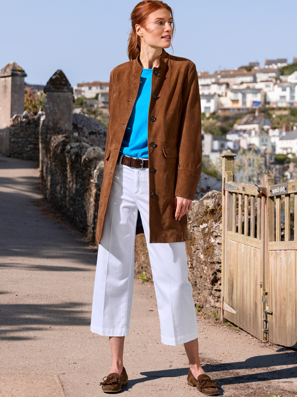 Lederjacke im Casual Chic Lederjacke lässig elegant mit Culotte und Loafer kombiniert