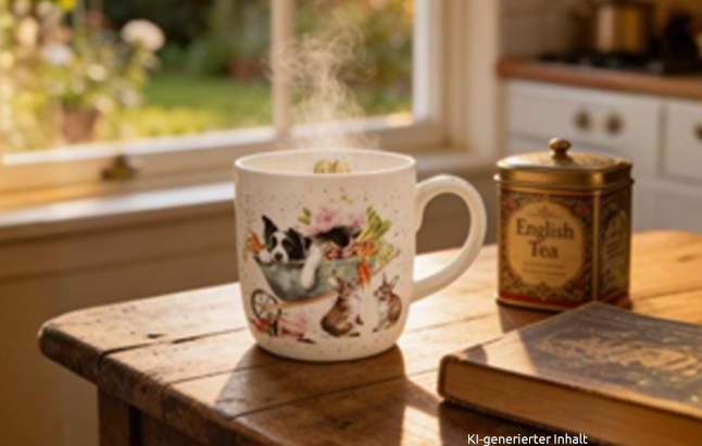 Kaffeebecher in Landhausküche