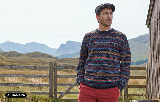 Mann im edlen Fair-Isle-Pulli